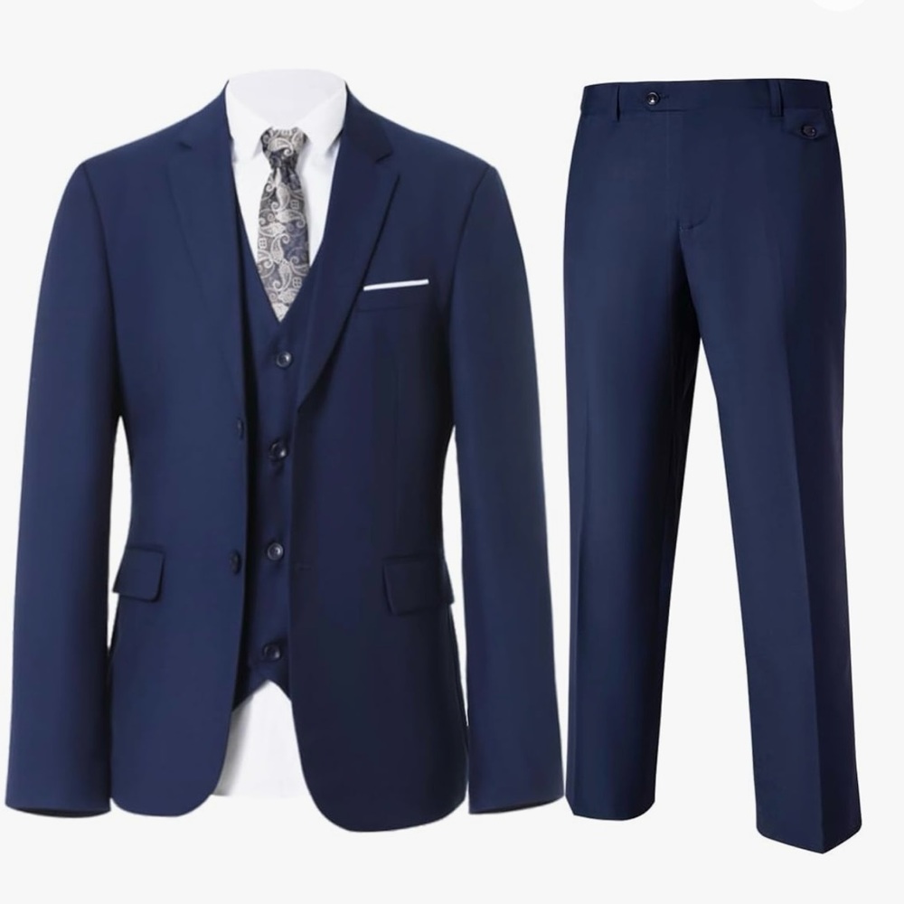 NWT - XXL Navy Blue Girspt Men's Suits Slim Fit 3 Piece Mens Tuxedo